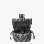 FENDI Mamma Baguette Small Dark blue FF flocked denim mini-bag - Image 5
